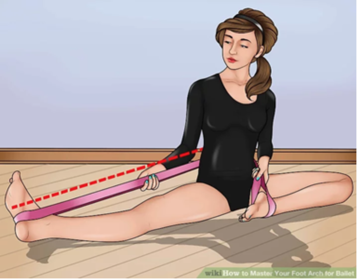 using a theraband foot stretcher to stretch feet and calves