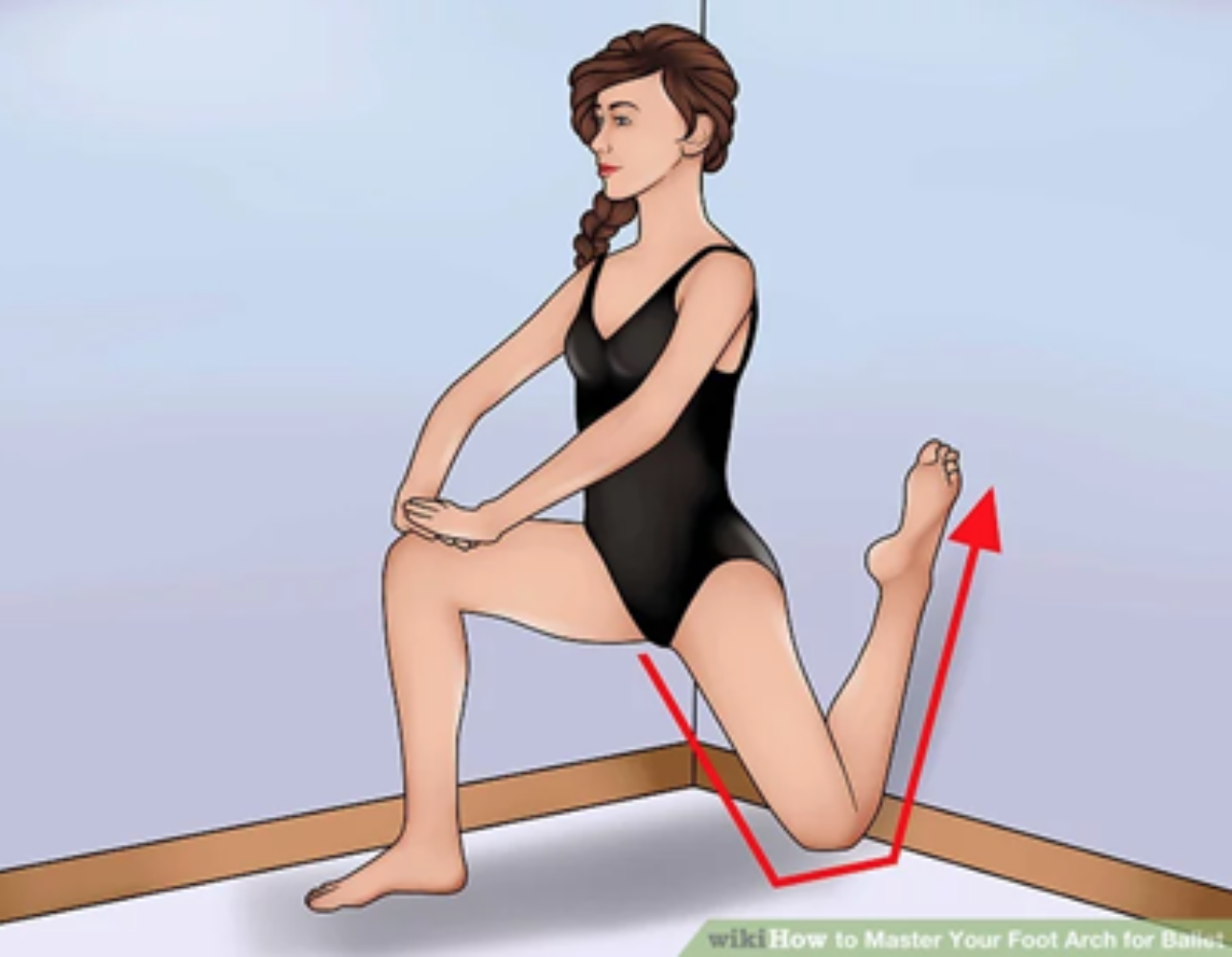 stretch your hips and quads to improve foot flexibility